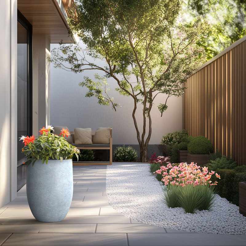 Pot à fleurs en ciment Irmelie, Ardoise douce, H 21,65 po x l 16,93 po x P 16,93 po