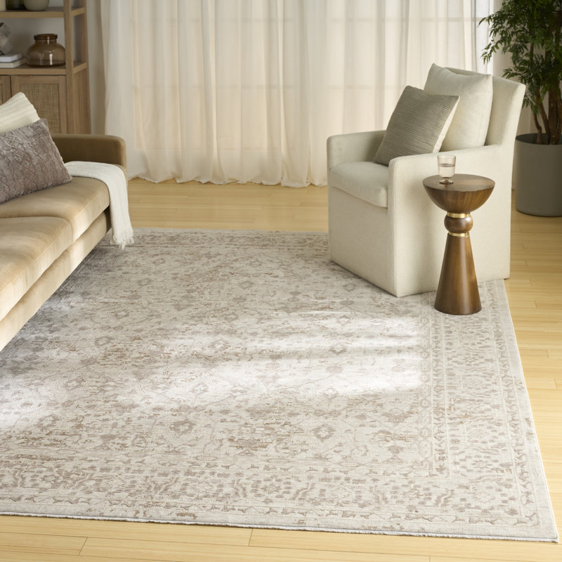 Tapis d'intérieur gris ivoire 6 pi x 9 pi Bentonville, Rectangle 9 pi x 12 pi