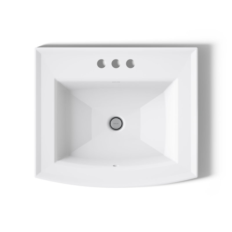 Archer® Vitreous China Rectangular Drop-In Bathroom Sink with Overflow, 4'' Centers, White
