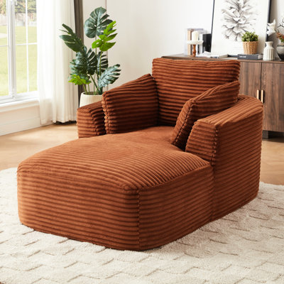 Orange Corduroy Chaise, One - Seat Modern Sleeper , Spring Cushion, Indoor Comfort Oversized Chaise Chair Style, Package, No Assembly