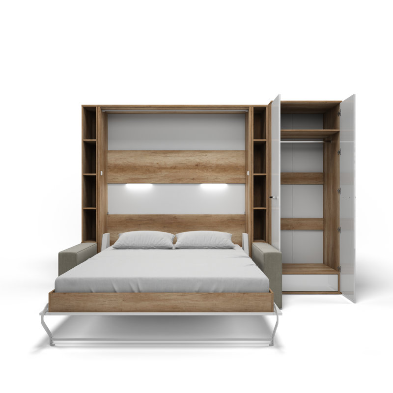 Chawki Upholstered EU Kingsize - 160 X 200 Cm Bed, Brown/White/Sand