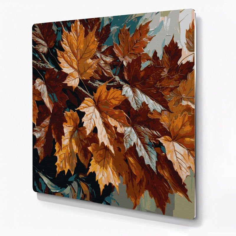 «Botanical Sycamore Leaves», art mural en métal noir, H 32 po x l 32 po