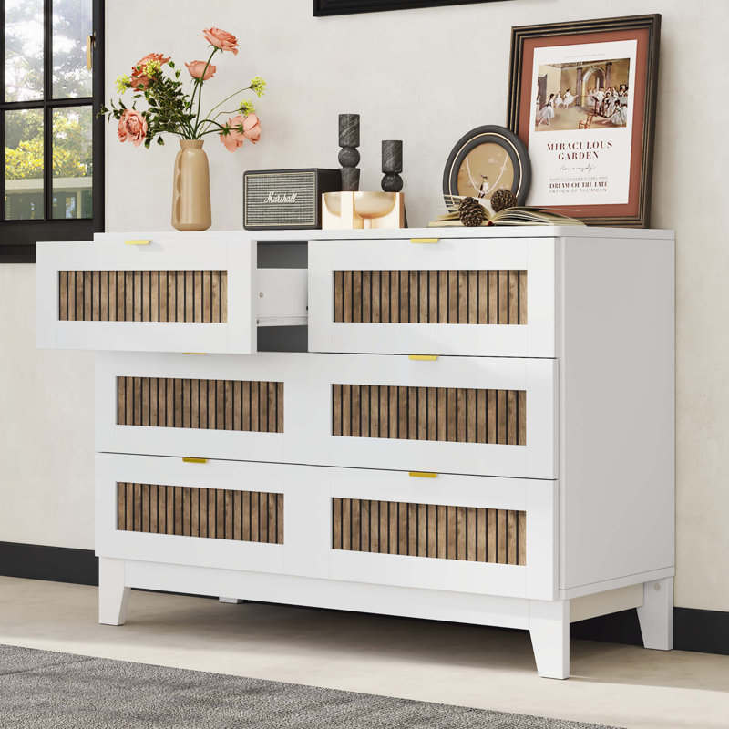 Commode à 6 tiroirs, Blanc
