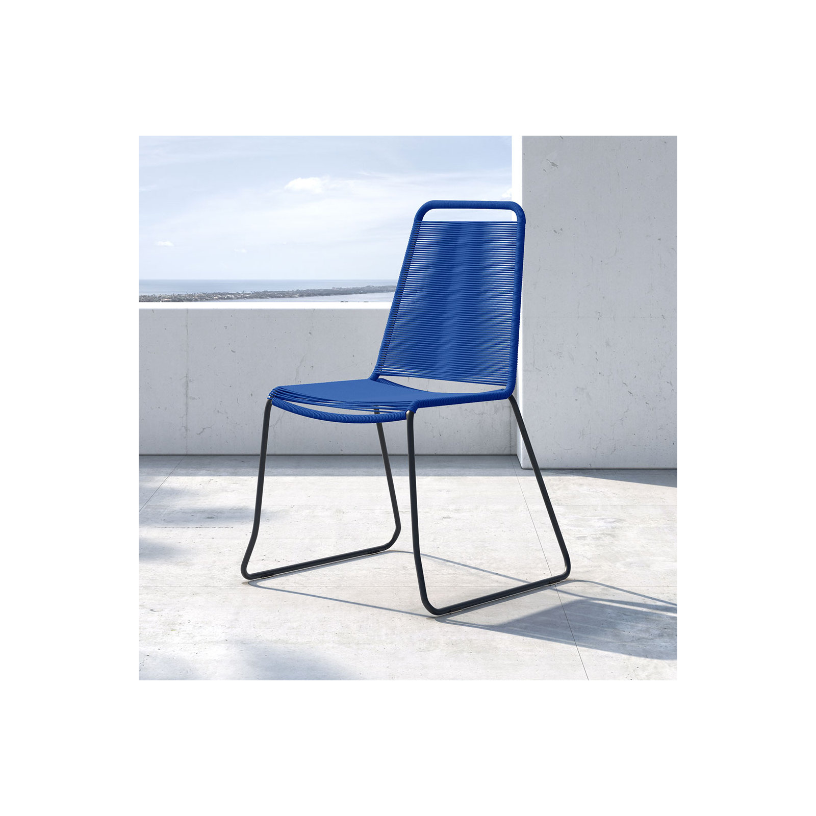 Huron Stacking Patio Dining Side Chair, Blue