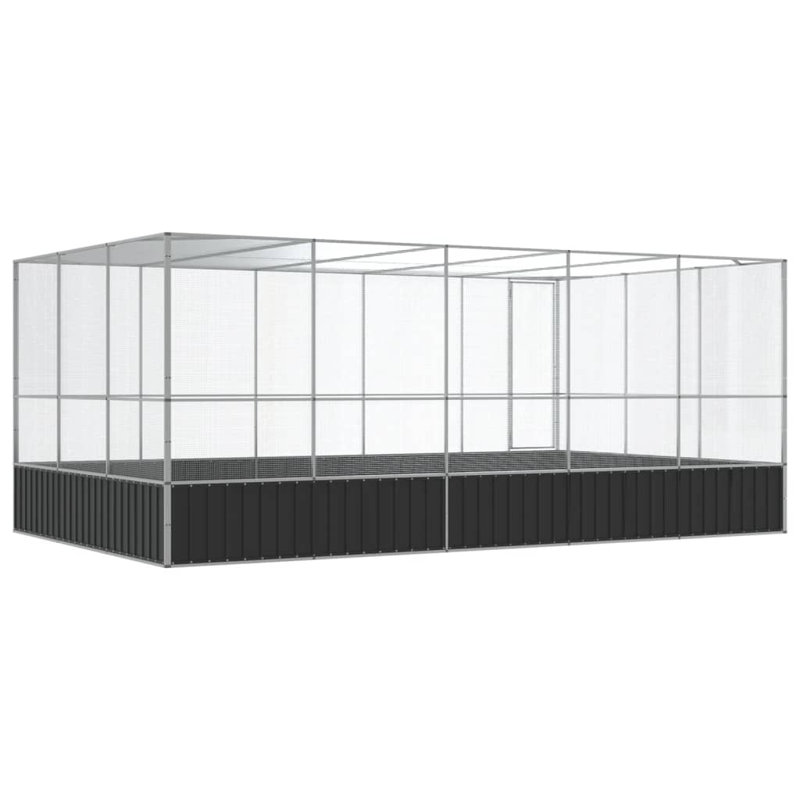 Silver Steel Aviary with Extension 203.9" x 120.9" x 83.5"
