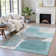 Machine Washable Indoor/Outdoor Xhevrie Teal Rug