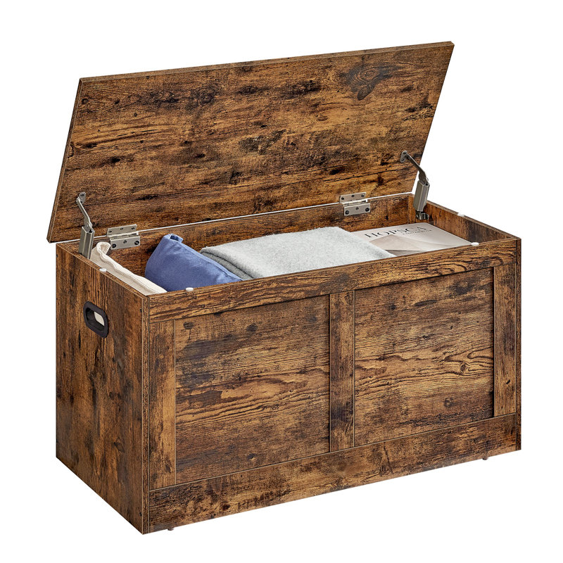 Storage Trunk With 2 Safety Hinges, Brown