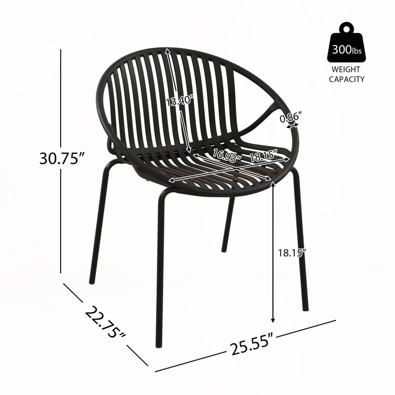 Chaises empilables d'extérieur pour patio, Noir