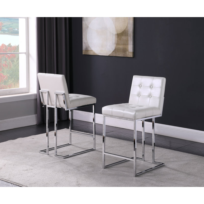 Tabouret de bar et de comptoir Amone, Noir, Tabouret de comptoir (siège d'une hauteur de 25 p, Argent