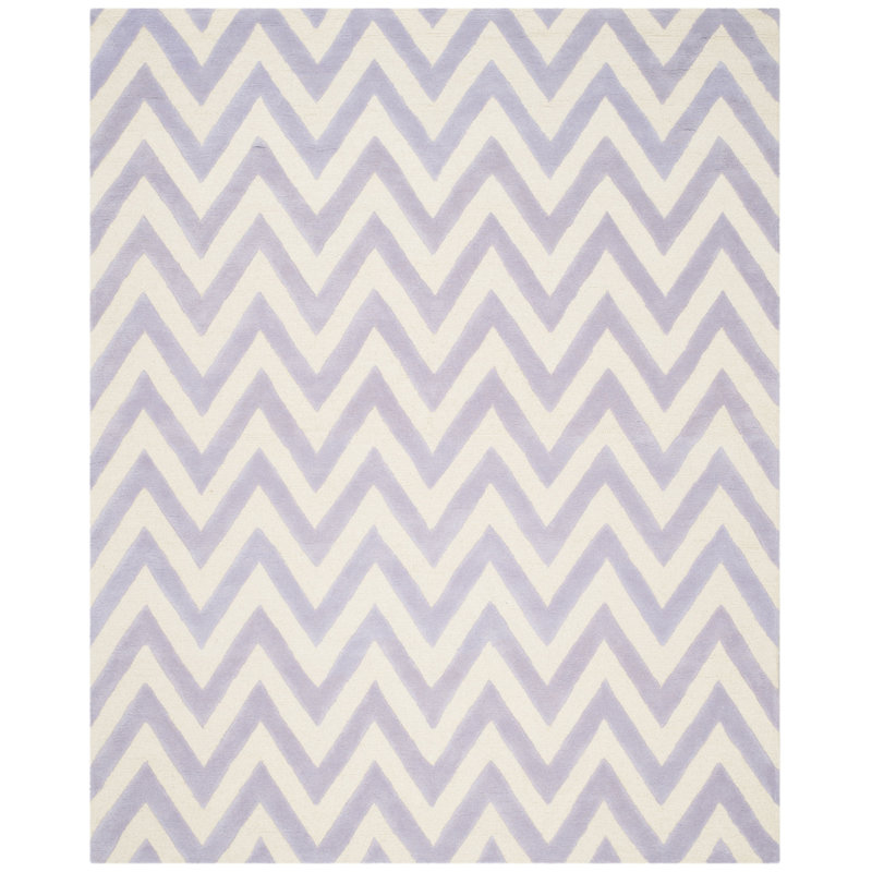 Tapis lavande / ivoire en laine touffeté à la main Sanyla, Rectangle 9 pi x 12 pi