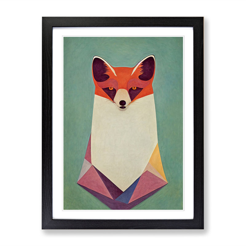 Bust Of A Fox - Single Picture Frame Print, Black Framed, 64cm H x 46cm W x 2cm D