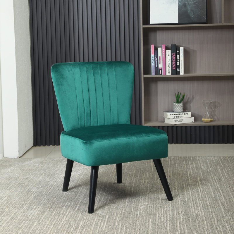 Trombly Velvet Slipper Chair, Green