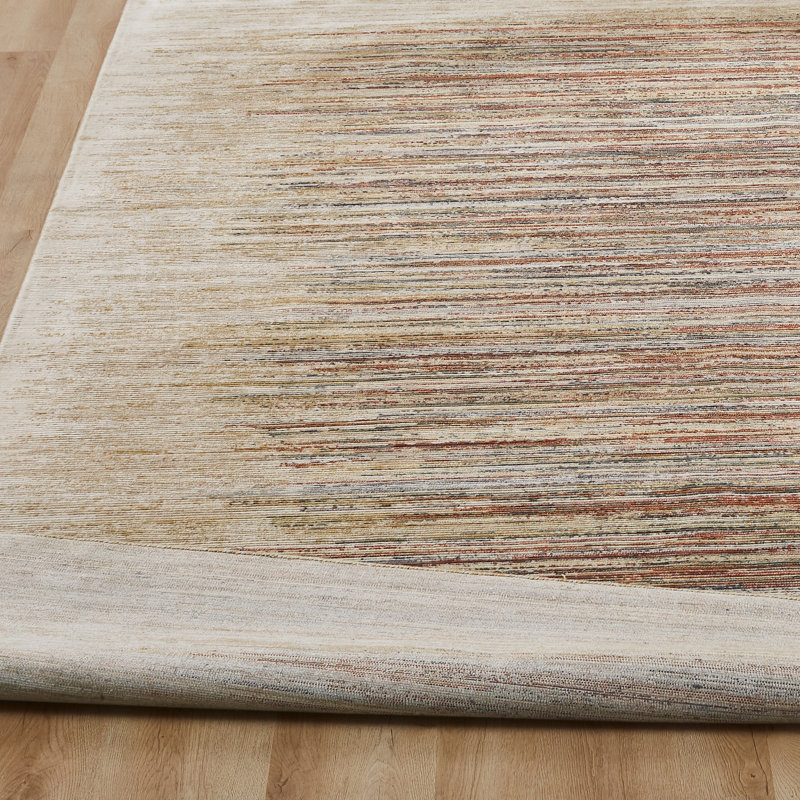 Abstract Stripe Wool Rich Blend Area Rug, Red/Beige, Rectangle 7'6" x 9'6"
