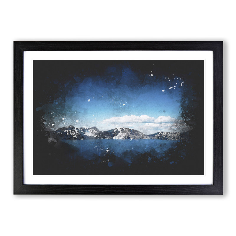 Crater Lake in Oregon - Picture Frame Graphic Art Print, 45cm H x 63cm W x 2cm D, Black Framed