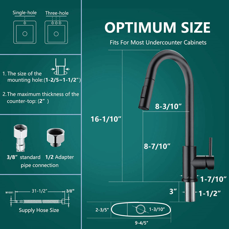 APPASO Pull Down Kitchen Faucet, Matte Black