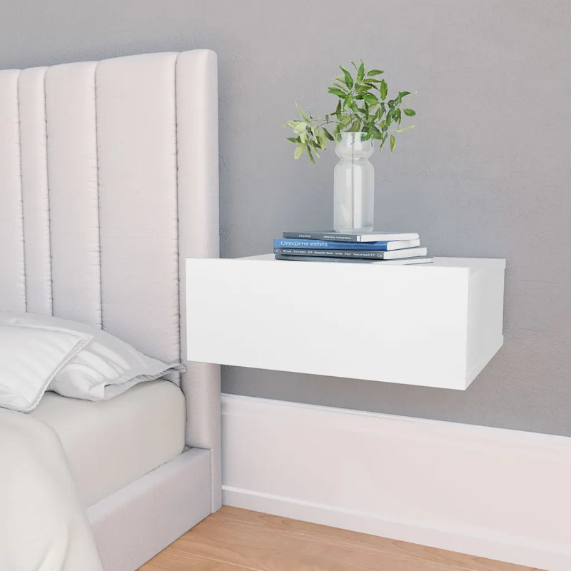 Dormilee 40cm W Bedside Table, High Gloss White