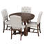 Ensemble de salle à manger 5 pièces avec table ronde extensible et chaises rembourrées Retro-130154560