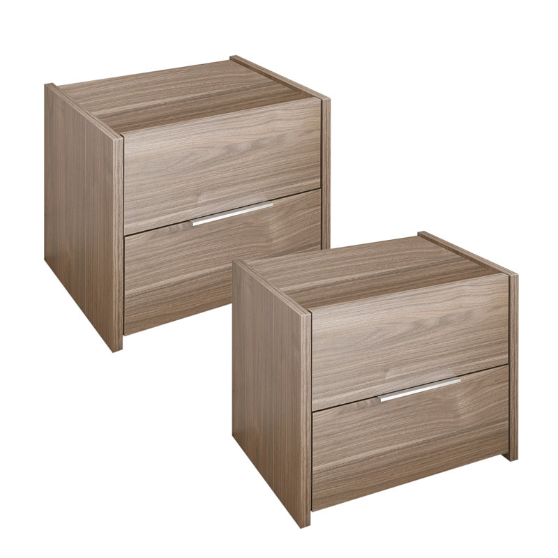 Devin 51cm W Manufactured Wood Bedside Table, Light Walnut