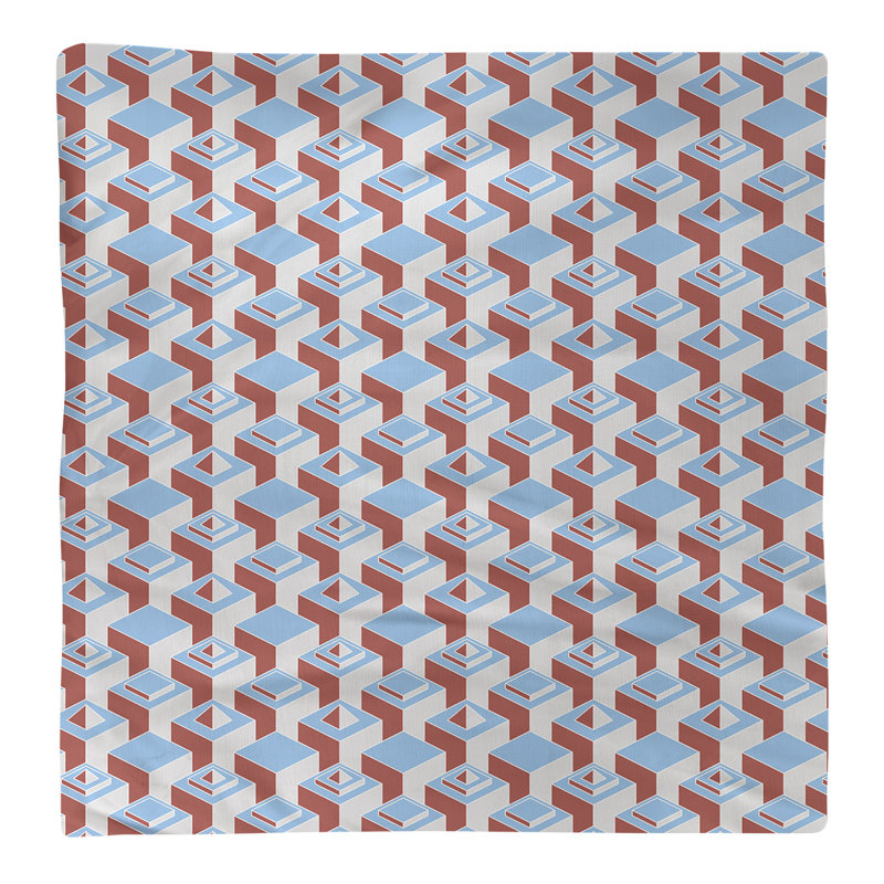 Serviette de table en coton à motif de gratte-ciels à deux couleurs, H 0,1 po x l 10 po x P 10 po, Bleu sarcelle / rouge