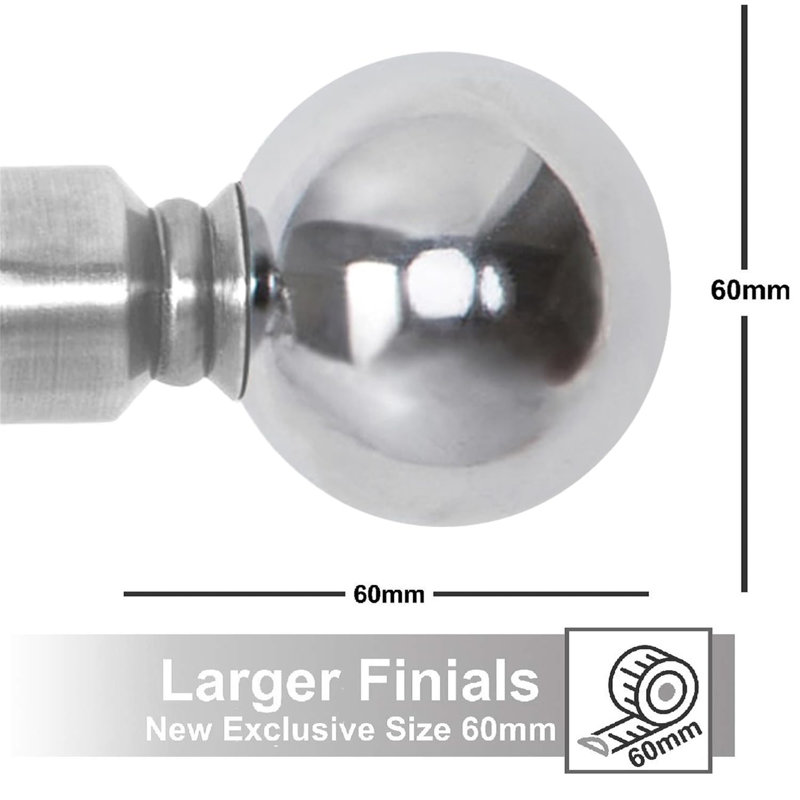 Altadena Adjustable Single Curtain Pole, Silver, 300cm W x 3cm D