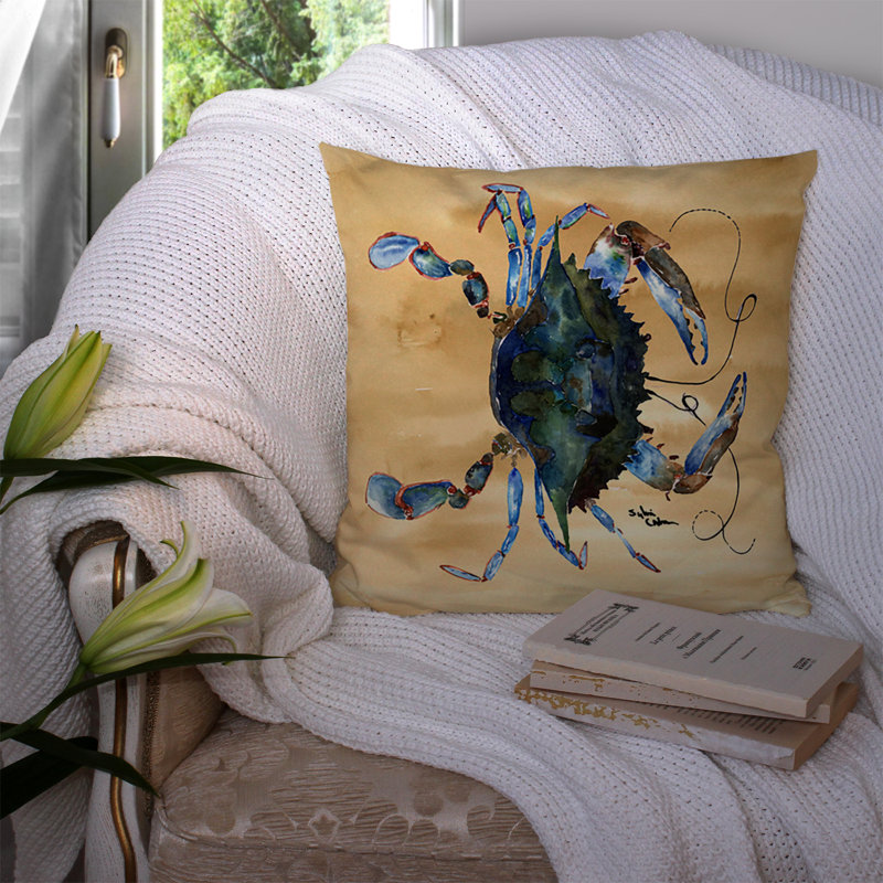 Coussin décoratif intérieur/extérieur beige/vert crabe