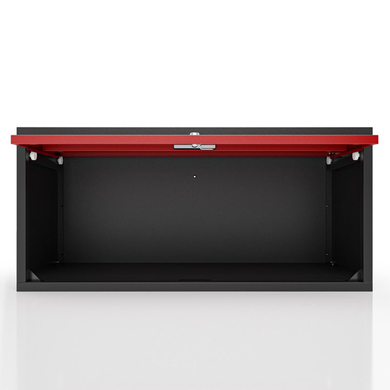Heavy Duty Wall Storage Cabinet with Sliding Up-Flip Door Floating Tool Cabinet for Kitchen, Basement, Warehouse, Red/Black