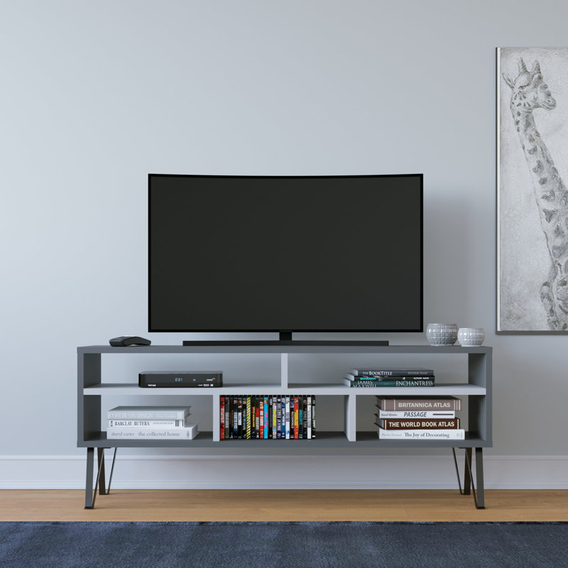 Meuble télé pour téléviseur de 55 po ou moins Chayten, Gris / Blanc