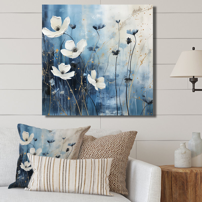 «White and Blue Fields of Wildflower Beauty» sur impression sur toile, 24" H x 24" W, Toile tendue