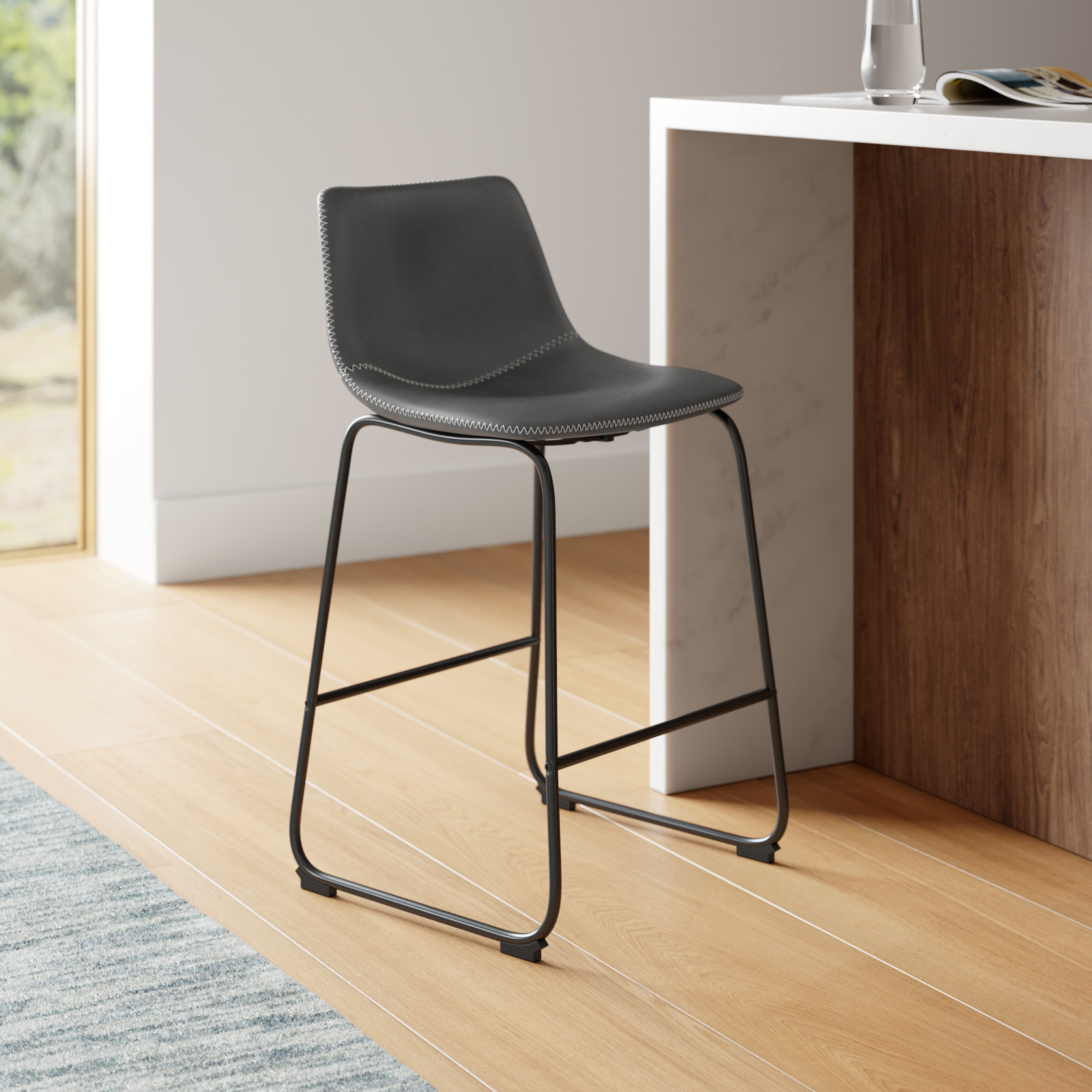 Nia Bar and Counter Stool, Gray, Black, Counter Stool (24" Seat Height)