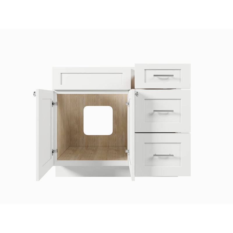 Meuble-lavabo simple 39 po avec tiroir Disar, Blanc