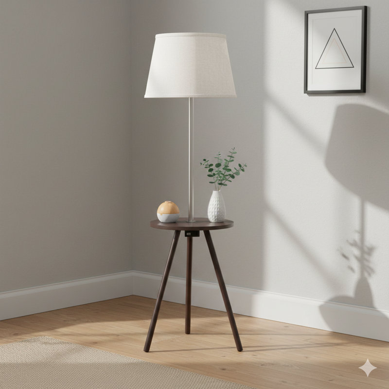 Table d'appoint ronde 57 po avec lampe et centrale électrique 57 po (1,56 / 9,9)