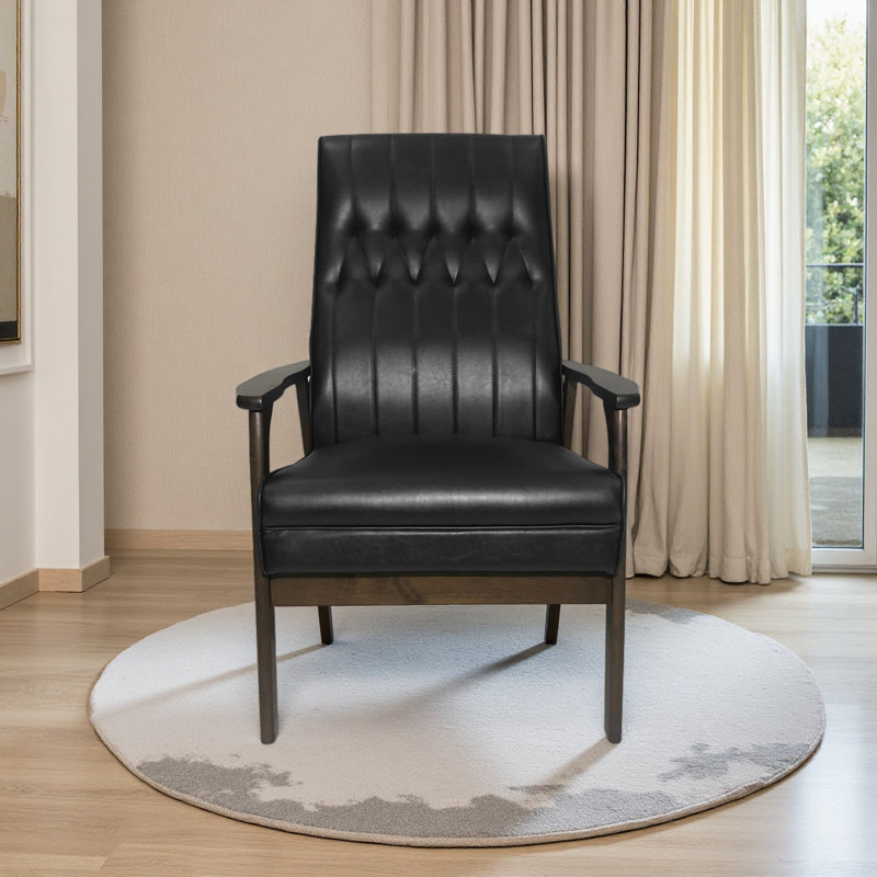 Chaise d'appoint rembourrée Mid Century, Noir