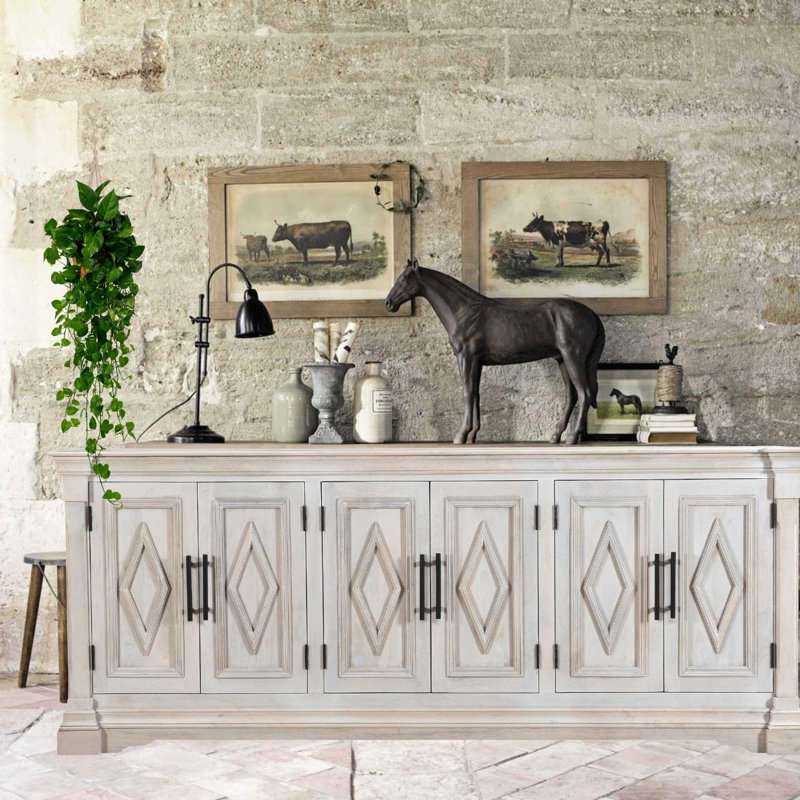 93'' W Solid Wood Sideboard, White