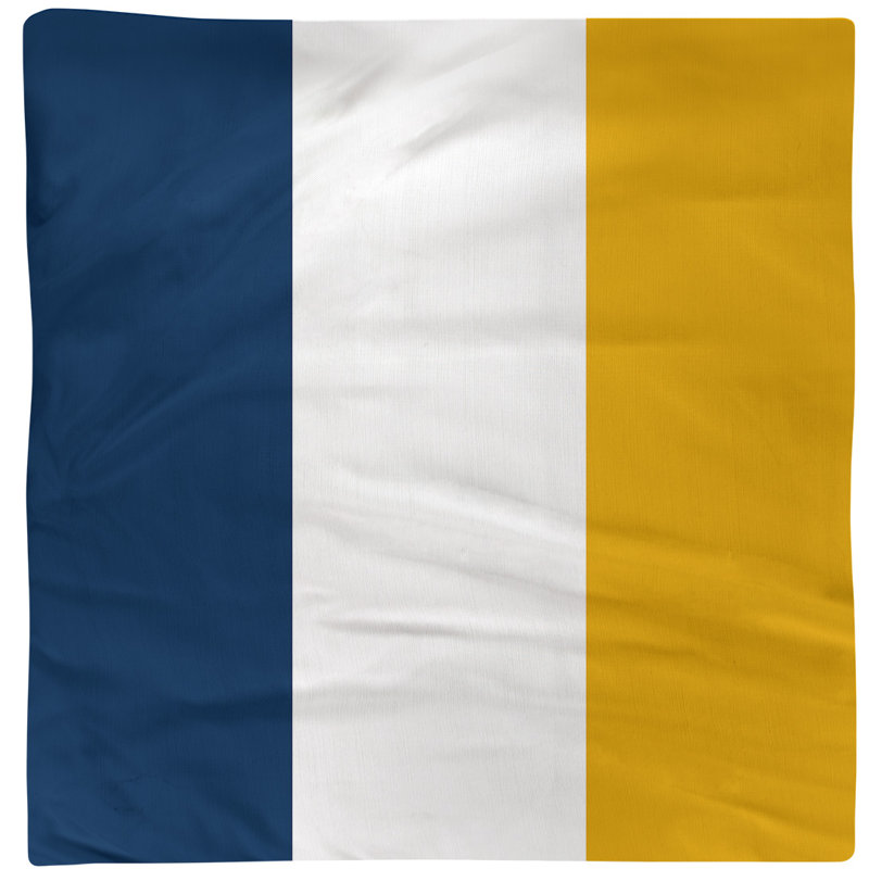 Striped Square Napkin, Blue/White/Yellow, Cotton Twill, 10" H x 10" W x 0.25" D