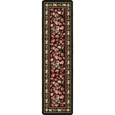 Tapis floral grenat touffeté Almine