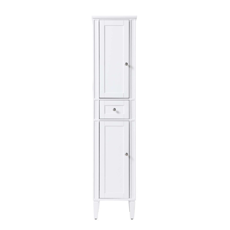 Armoire de rangement pour salle de bain 16 pouces en blanc, 72" H x 16" W x 20" D, Blanc