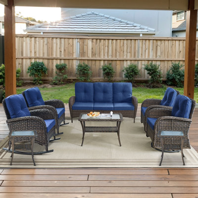 Gaetanino 8 - Pieces Outdoor Patio Seating Group with Cushions and Glider Chairs