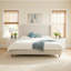 Très grand lit plateforme tapissier avec très grande tête de lit, conceptions minimalistes en chenille de qualité supérieure, lit plateforme simple de style rétro sans sommier, assemblage facile, ivoire-1599522771