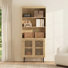 Ensemble de bureau à domicile, bureau de direction 59,1 "avec concentrateur et bibliothèque ouverte 73,3" avec 6 tiroirs, blanc crème