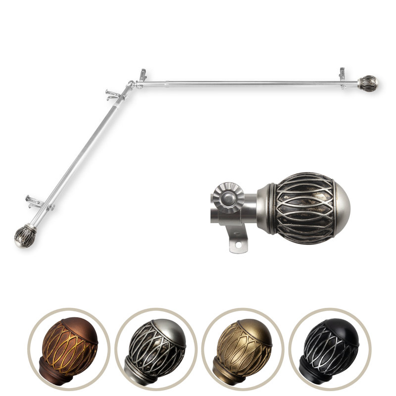 Tringle à rideaux simple réglable Doughman, Nickel satiné, 48" - 84"