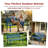 Metal Garden Bench for 2 Person, Heavy Duty Steel Patio Bench with 790 Lbs Capacity, Weather Resistant Black Porch Seating with Geometric Backrest, Outdoor Furniture for Yard, Deck, Entryway, Blue-1089563073