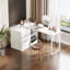 Table de coiffeuse blanche avec 3 tiroirs et tablettes de rangement-2040340492