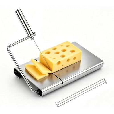 Cheese Slicer with 3 Wires for Block Cheese, Wire Cutter, Adjustable slices, quick,change stainless steel wire for cheddar, mozzarella