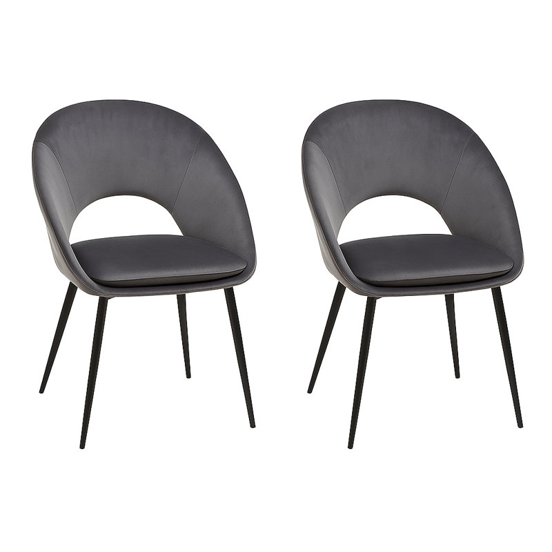 45cm H Metal Stacking Side Chair in Grey, 2