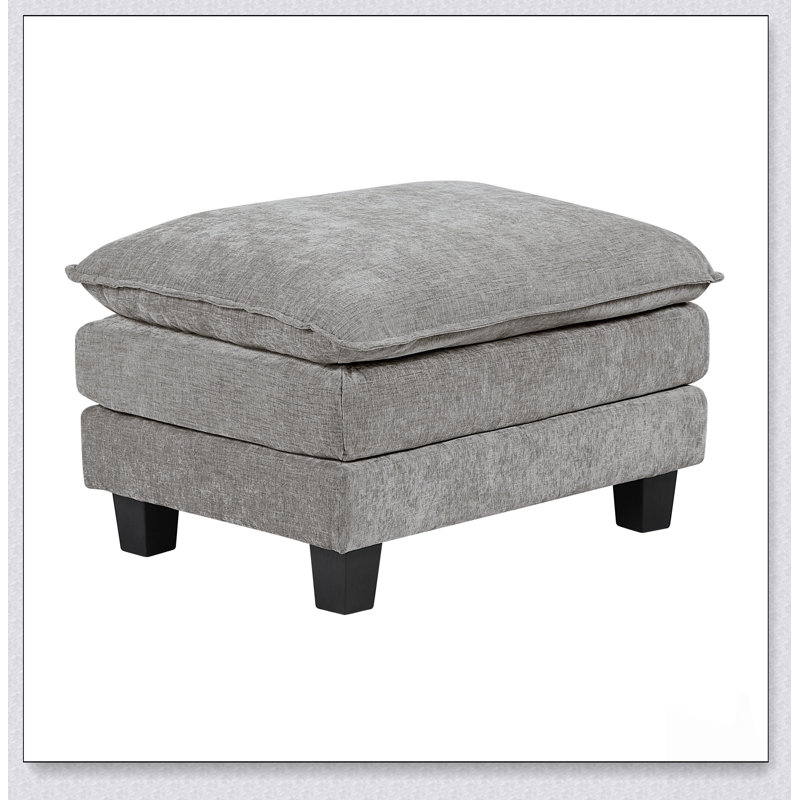 Repose-pieds en tissu de chenille de style moderne pour les salons contemporains, structure en contreplaqué durable avec un confort moelleux et une utilisation polyvalente