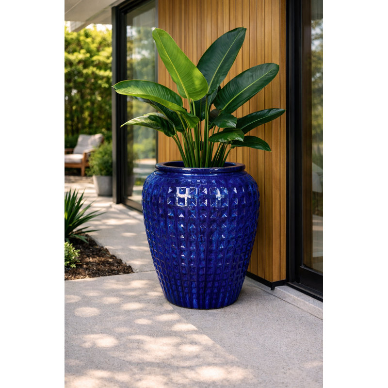 28 in. Waffle Jar - Falling Blue, Blue