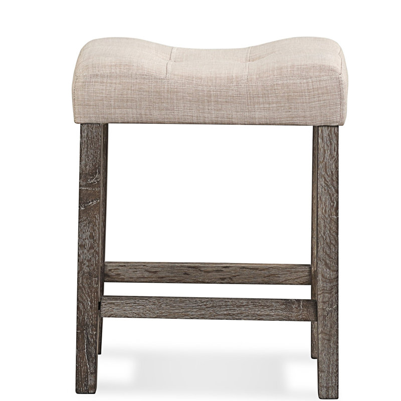 Button Tufted Counter Height Stool, Set of 2, Taupe