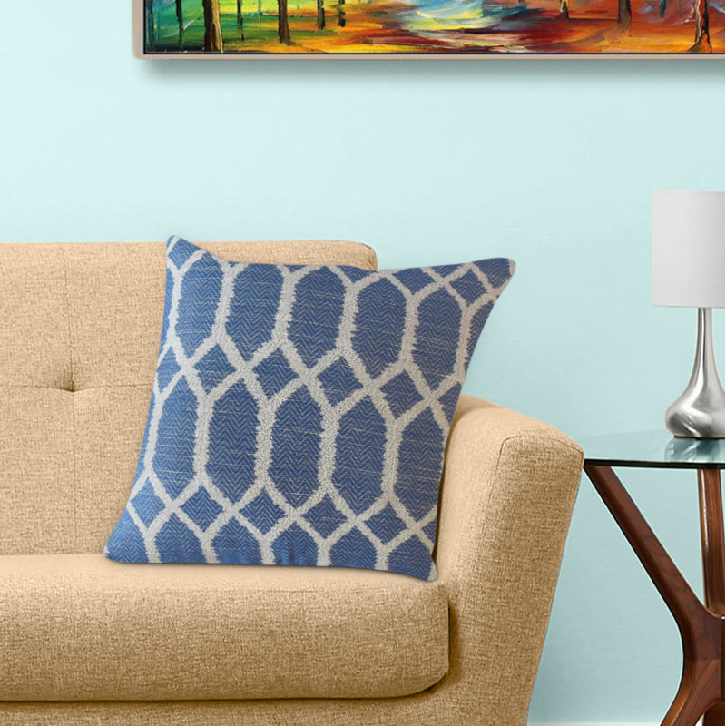 Qadr Geometric Pillow, 18" x 18", Throw Pillow, Gray/White