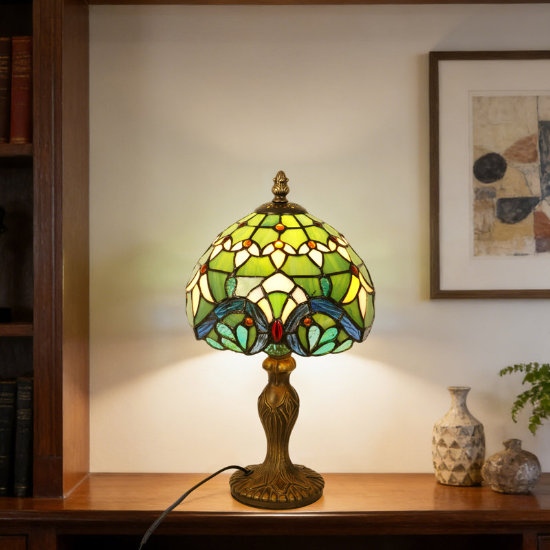1-Light Tiffany Style Stained Glass Table Lamp,14.7 Inch Vintage Desk Lamp