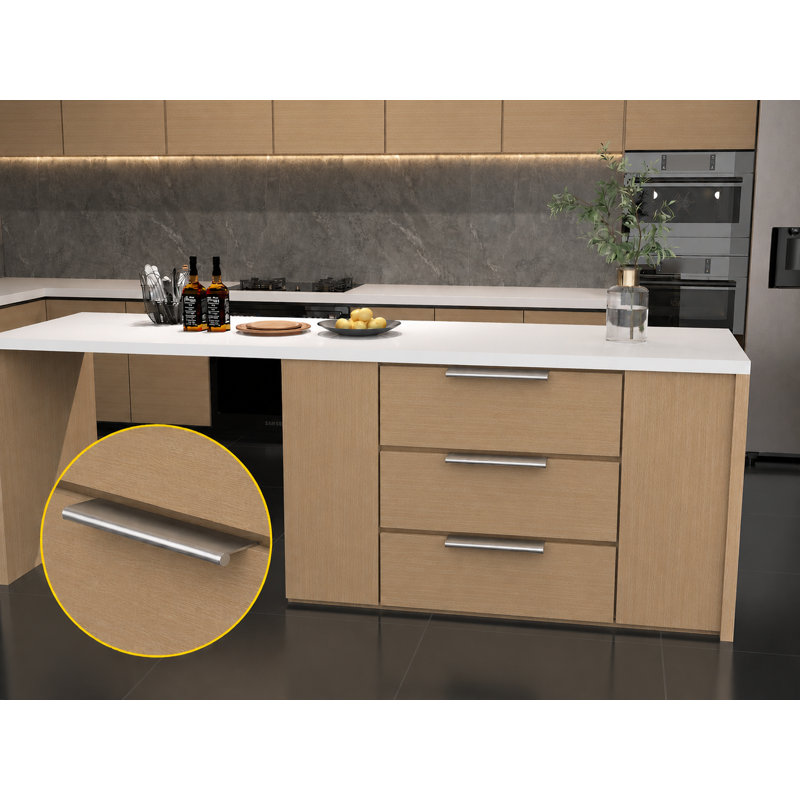 Modern Cabinet Finger Edge Pull, Satin Stainless Steel, 3 3/20"